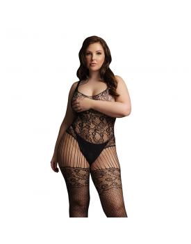 Le Desir Black Lace and Fishnet Bodystocking UK 14 to 20